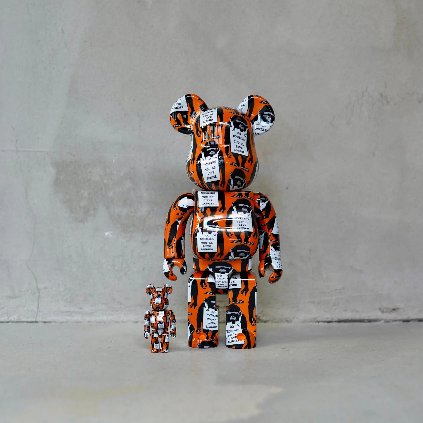 Bearbrick Monkey Sign 100% & 400% Set Orange OKO MAISON