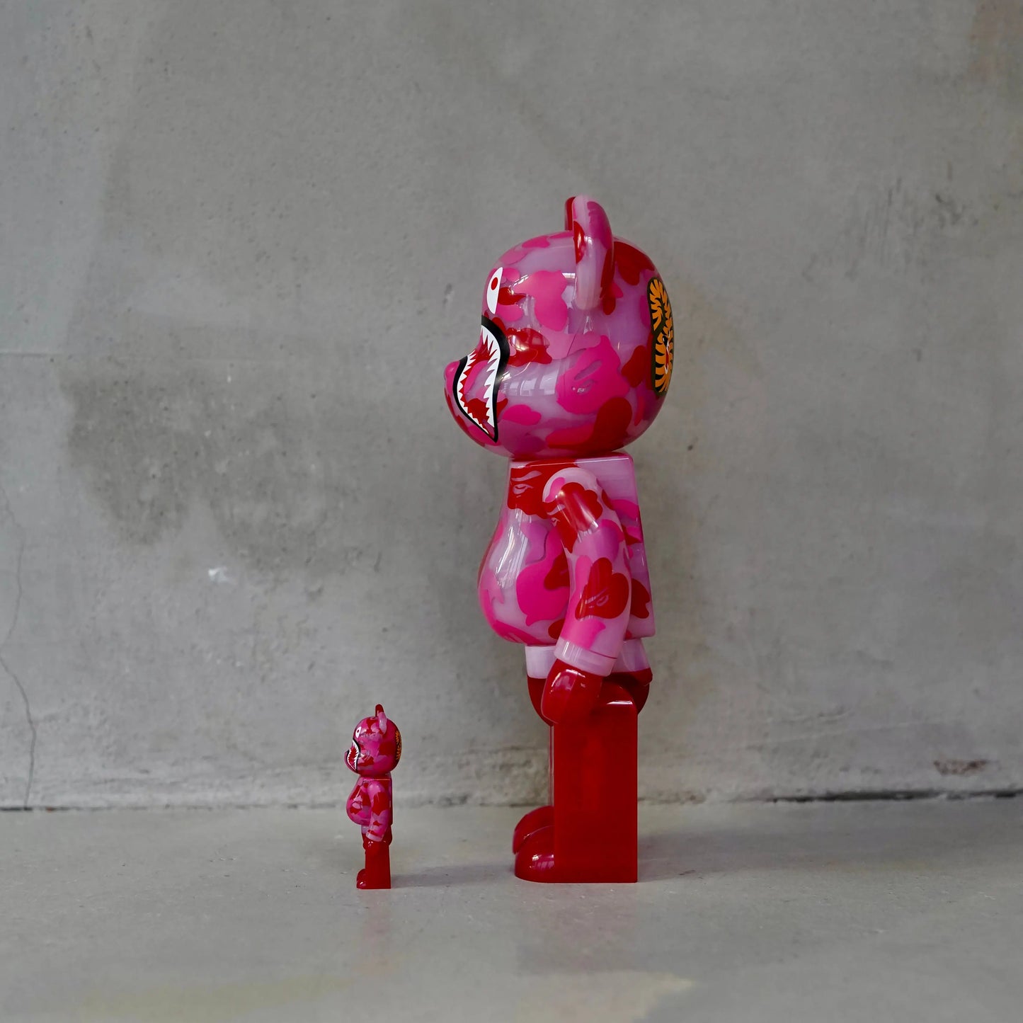 Bearbrick x BAPE ABC Camo Shark 100% & 400% Set Clear Red OKO MAISON