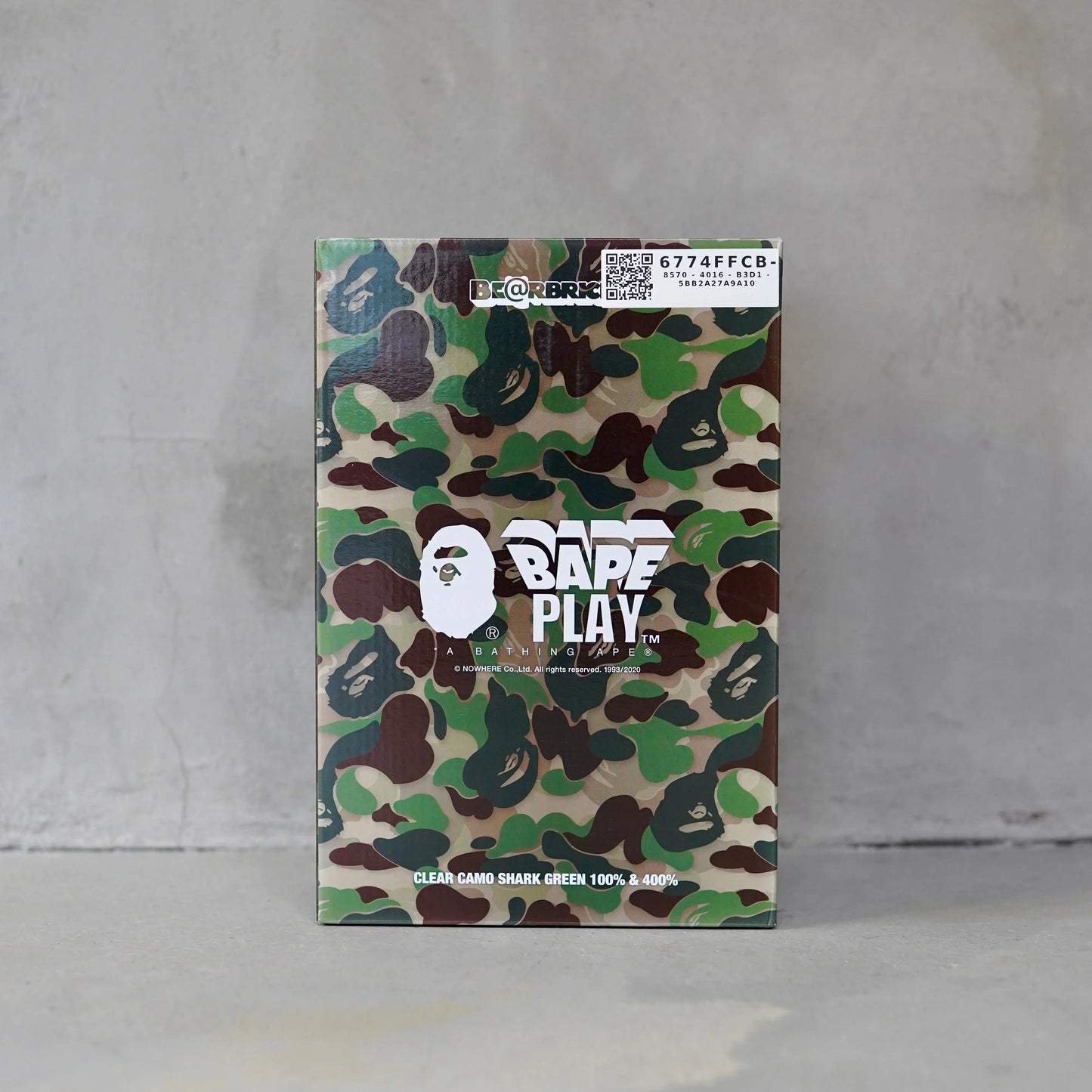Bearbrick x BAPE ABC Camo Shark 100% & 400% Set Clear Green OKO MAISON