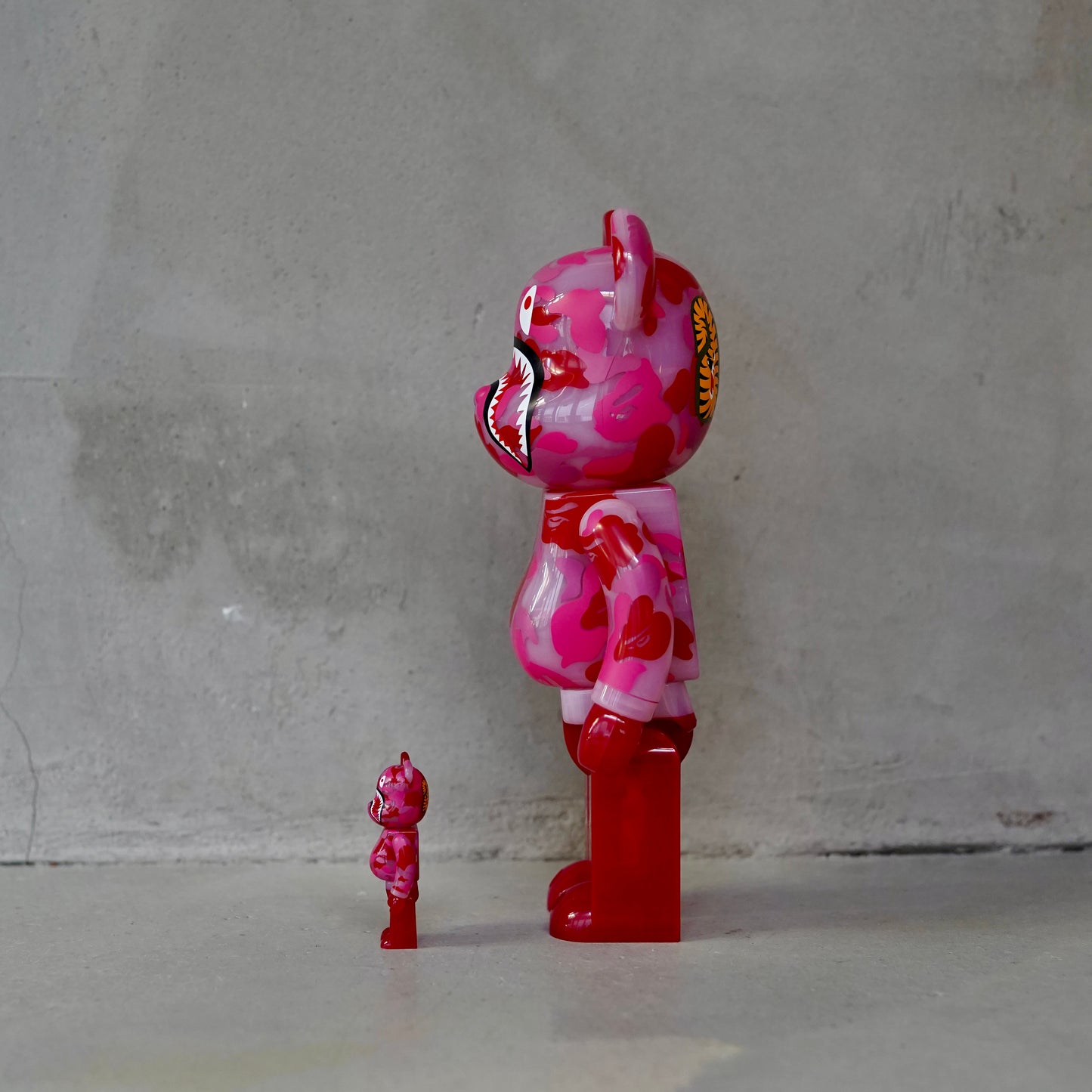 Bearbrick x BAPE ABC Camo Shark 100% & 400% Set Clear Red